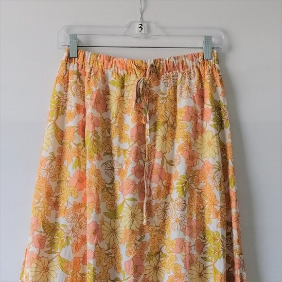 NWT Girl and The Sun Womens Yellow Floral Side Double Slit Maxi Skirts Size M - Picture 4 of 8